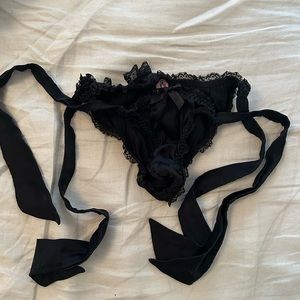 Agent Provocateur tie-side black frilly lace satin panties